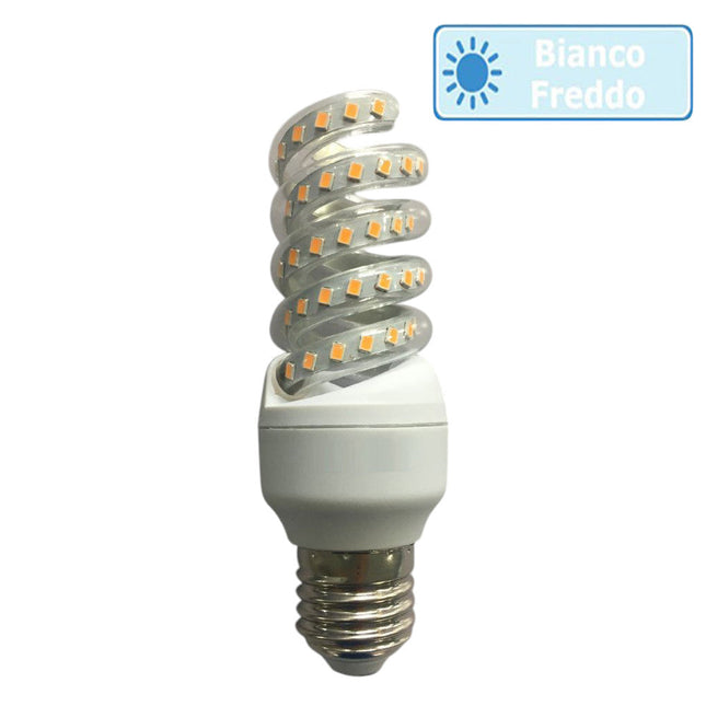 Lampadina led spirale attacco E27 13 watt luce calda 3000k naturale 4000k e bianca fredda 6500k luce illuminazione - enzoled