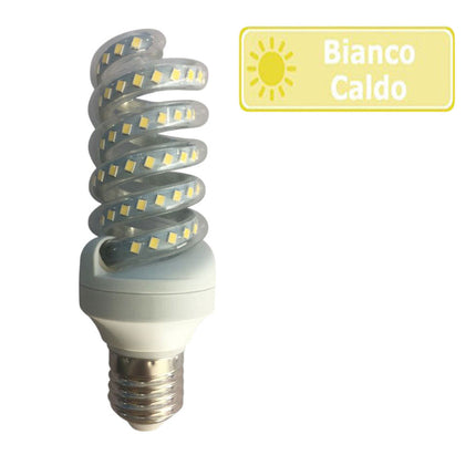 Lampadina led spirale attacco E27 16 watt luce calda 3000k naturale 4000k e bianca fredda 6500k luce illuminazione - enzoled