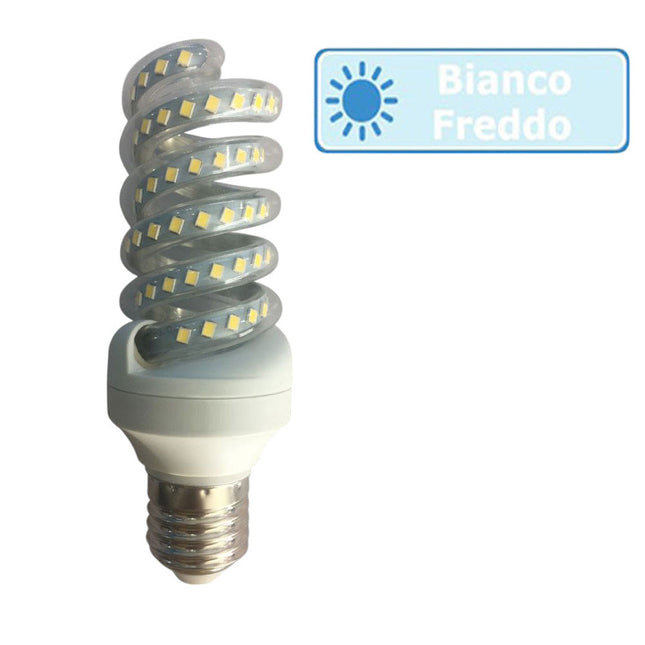 Lampadina led spirale attacco E27 16 watt luce calda 3000k naturale 4000k e bianca fredda 6500k luce illuminazione - enzoled
