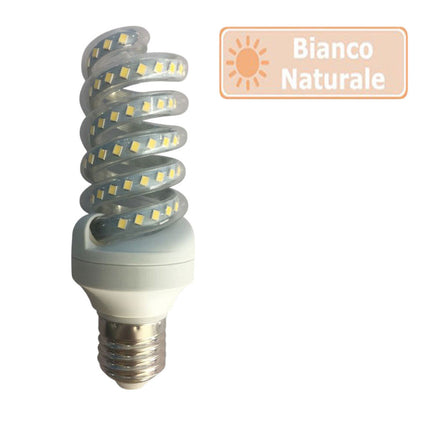 Lampadina led spirale attacco E27 16 watt luce calda 3000k naturale 4000k e bianca fredda 6500k luce illuminazione - enzoled