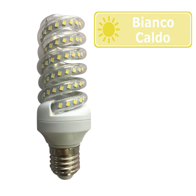 Lampadina led spirale attacco E27 18 watt luce calda 3000k naturale 4000k e bianca fredda 6500k luce illuminazione - enzoled