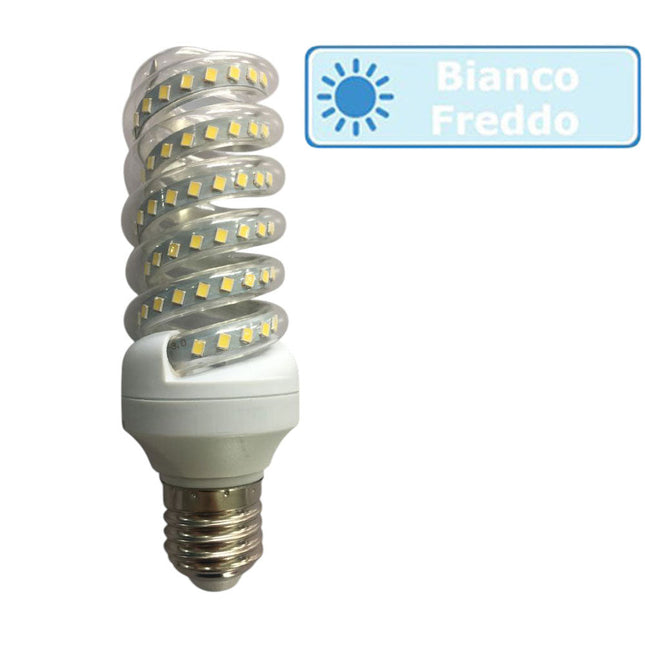 Lampadina led spirale attacco E27 18 watt luce calda 3000k naturale 4000k e bianca fredda 6500k luce illuminazione - enzoled