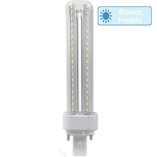Lampadina led tubolare attacco G24 15 Watt 2pin luce fredda 6500k calda 3000k naturale 4000k risparmio - enzoled