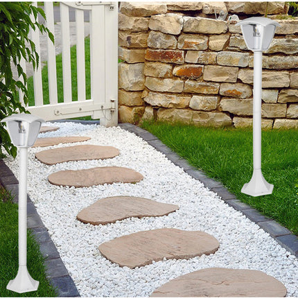 Lampione da giardino 86 cm lampioncino lanterna da terra con attacco E27 grigio e bianco IP44 - enzoled