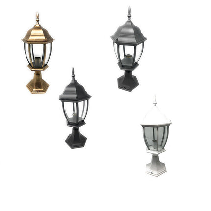 Lampione da giardino da terra lanterna luce per esterno in alluminio e vetro con portalampada E27 - enzoled