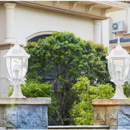 Lampione da giardino da terra lanterna luce per esterno in alluminio e vetro con portalampada E27 - enzoled