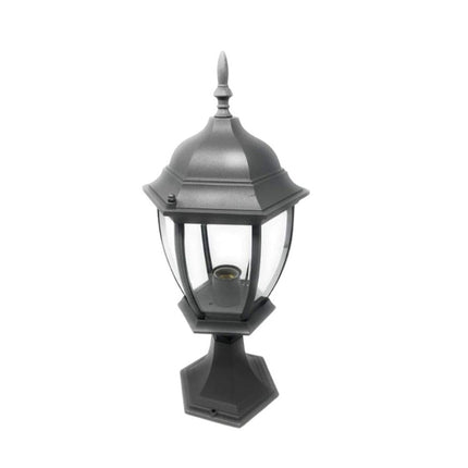 Lampione da giardino da terra lanterna luce per esterno in alluminio e vetro con portalampada E27 - enzoled