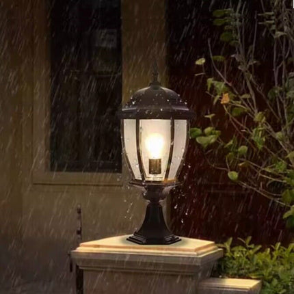 Lampione da giardino da terra lanterna luce per esterno in alluminio e vetro con portalampada E27 - enzoled