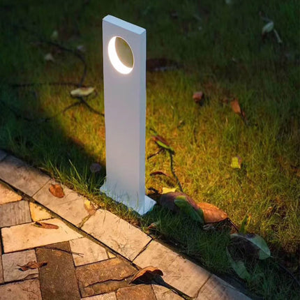 Lampione da giardino 12 watt lampada bianco con cerchio led cob palo per esterni 50 cm luce fredda 6500k calda 3000k naturale 4000k - enzoled