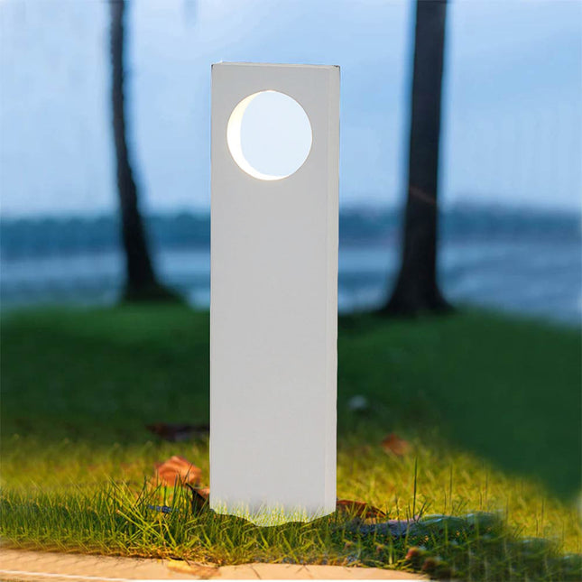 Lampione da giardino 12 watt lampada bianco con cerchio led cob palo per esterni 50 cm luce fredda 6500k calda 3000k naturale 4000k - enzoled