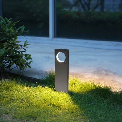 Lampione da giardino 12 watt lampada grigio con cerchio led cob palo per esterni 50 cm luce fredda 6500k calda 3000k naturale 4000k - enzoled