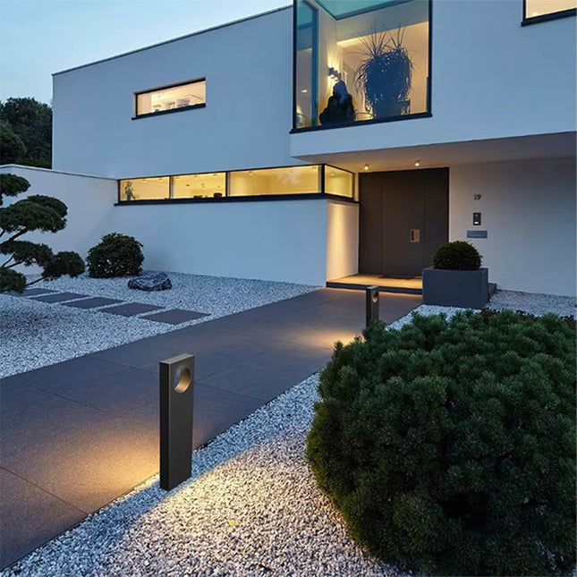 Lampione da giardino 12 watt lampada nero con cerchio led cob palo per esterni 50 cm luce fredda 6500k calda 3000k naturale 4000k - enzoled