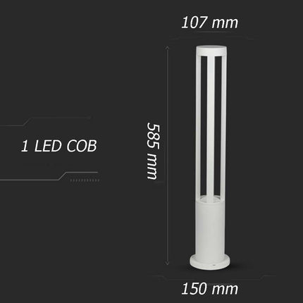 Lampione da giardino bianco lampada da terra per esterno con led cob 12 watt ip65 lampioncino per vialetti per giardino terrazzo - enzoled