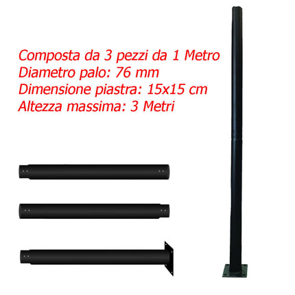 Lampione da giardino 100 watt lampada moderna da esterno con palo da 3 metri per vialetti cortile ville a tenuta stagno IP65 - enzoled