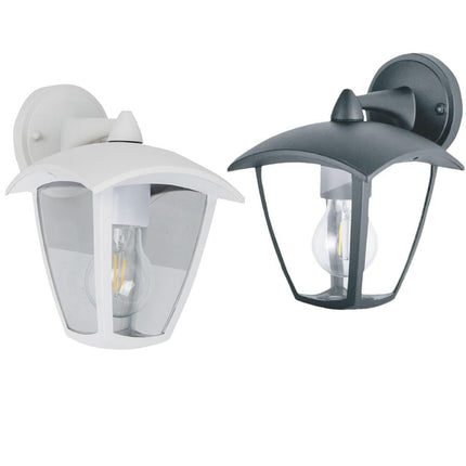 Applique lanterna da parete per giardino facciate lampada da muro grigio e bianco E27 IP44 - enzoled