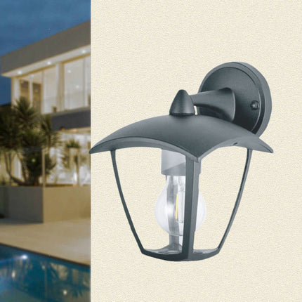 Applique lanterna da parete per giardino facciate lampada da muro grigio e bianco E27 IP44 - enzoled
