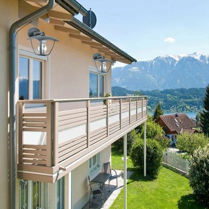 Applique lanterna da parete per giardino facciate lampada da muro grigio e bianco E27 IP44 - enzoled