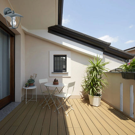 Applique lanterna da parete per giardino facciate lampada da muro grigio e bianco E27 IP44 - enzoled
