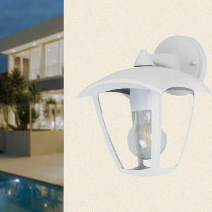Applique lanterna da parete per giardino facciate lampada da muro grigio e bianco E27 IP44 - enzoled