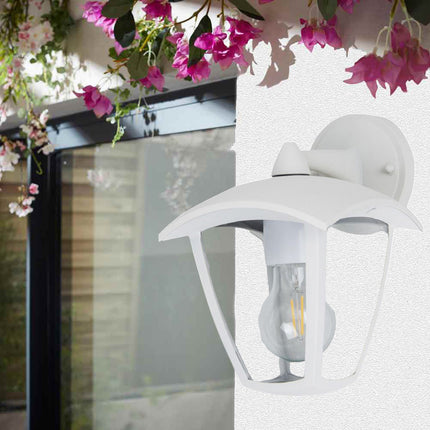 Applique lanterna da parete per giardino facciate lampada da muro grigio e bianco E27 IP44 - enzoled