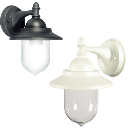 Lanterna da parete applique per giardino facciate terrazzo stile retrò lampada da muro grigio e bianco  E27 IP44 - enzoled