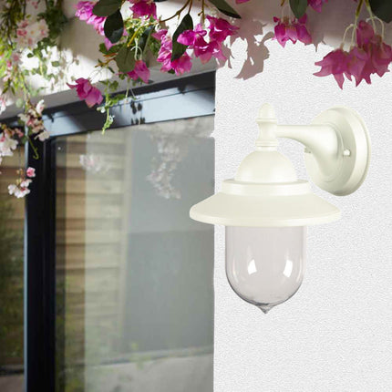 Lanterna da parete applique per giardino facciate terrazzo stile retrò lampada da muro grigio e bianco  E27 IP44 - enzoled
