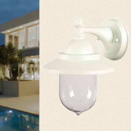 Lanterna da parete applique per giardino facciate terrazzo stile retrò lampada da muro grigio e bianco  E27 IP44 - enzoled