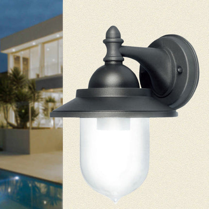Lanterna da parete applique per giardino facciate terrazzo stile retrò lampada da muro grigio e bianco  E27 IP44 - enzoled