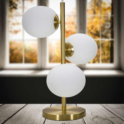 Lampada da tavolo minimalista bronzo con 3 sfere piantana da terra con stelo per soggiorno open space - enzoled