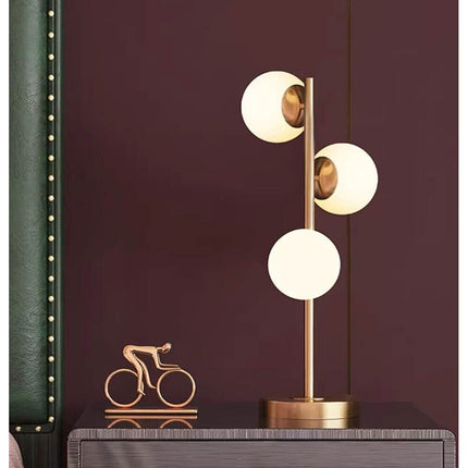 Lampada da tavolo minimalista bronzo con 3 sfere piantana da terra con stelo per soggiorno open space - enzoled