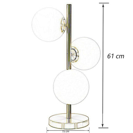 Lampada da tavolo minimalista bronzo con 3 sfere piantana da terra con stelo per soggiorno open space - enzoled