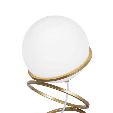 Lampada da tavolo minimalista lume in metallo bronzo con una sfera in vetro per camera da letto G9 - enzoled