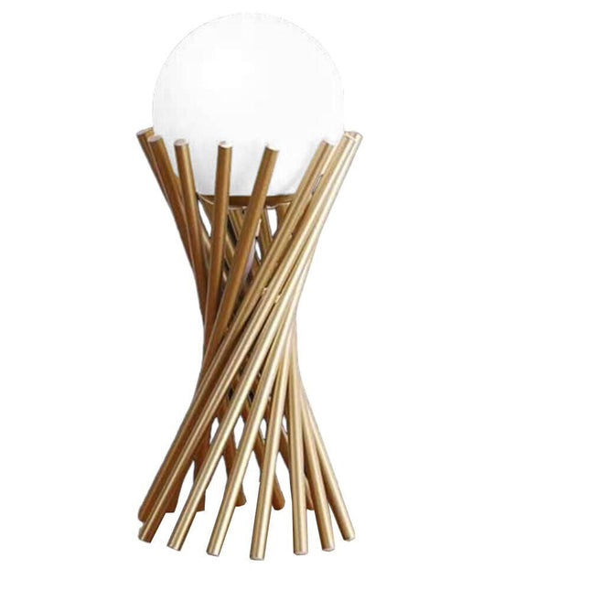 Lampada da tavolo tubolare minimalista lume in metallo bronzo con una sfera in vetro per camera da letto G9 - enzoled