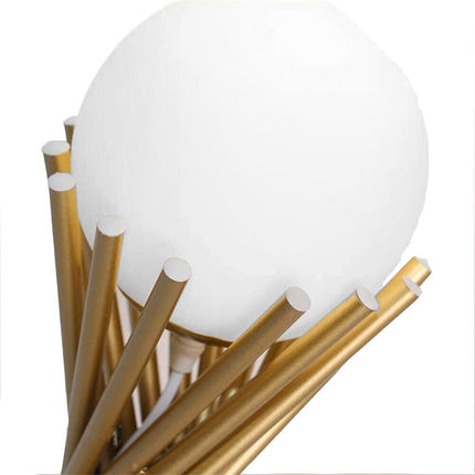 Lampada da tavolo tubolare minimalista lume in metallo bronzo con una sfera in vetro per camera da letto G9 - enzoled