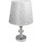 Lume moderno da comodino abat jour lampada da tavolo in acciaio cromato e paralume decorato glitter argento - enzoled