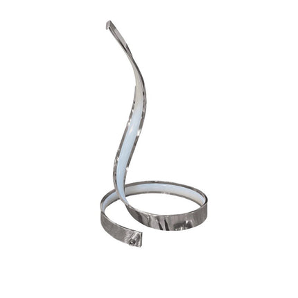 Lampada da tavolo led moderna stilizzata a spirale curva 12 watt luce da comodino argento - enzoled