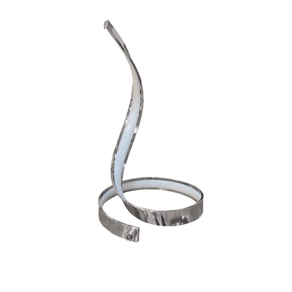 Lampada da tavolo led moderna stilizzata a spirale curva 12 watt luce da comodino argento - enzoled