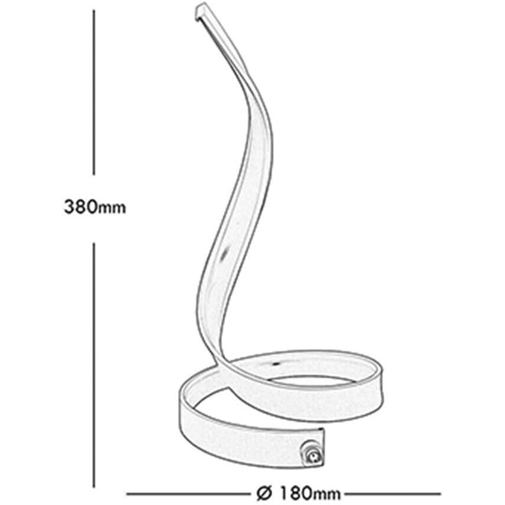 Lampada da tavolo led moderna stilizzata a spirale curva 12 watt luce da comodino argento - enzoled