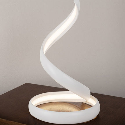 Lampada da tavolo led moderna stilizzata a spirale curva 12 watt luce da comodino bianca - enzoled