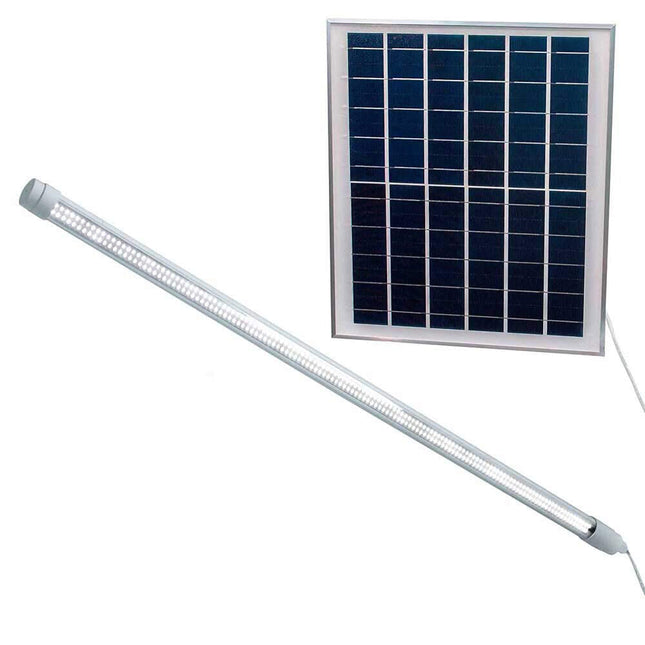 Neon a led con pannello solare 80 watt tubo ricaricabile 80 cm IP65 luce bianca fredda 6500k - enzoled