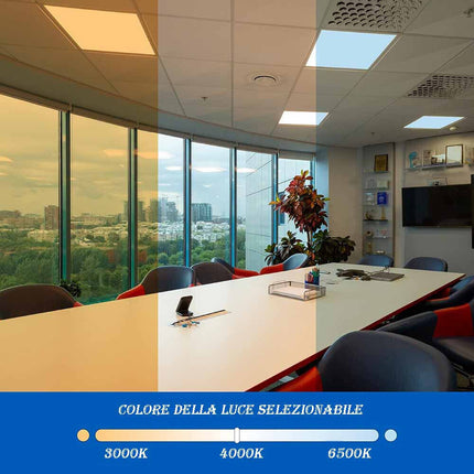 Pannello led incasso 40 watt quadrata 595x595 mm lampada cct 3 colorazione di luce fredda 6500k calda 3000k naturale 4000k - enzoled