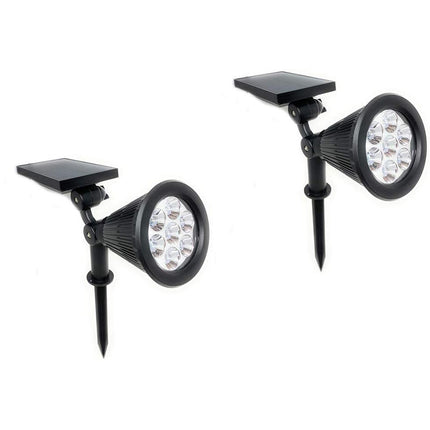 Faretto 7 led picchetto ricaricabile con pannello solare 3 watt faro crepuscolare luce fredda 6500k calda 3000k ip65 - enzoled