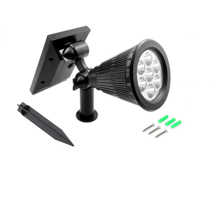 Faretto 7 led picchetto ricaricabile con pannello solare 3 watt faro crepuscolare luce fredda 6500k calda 3000k ip65 - enzoled