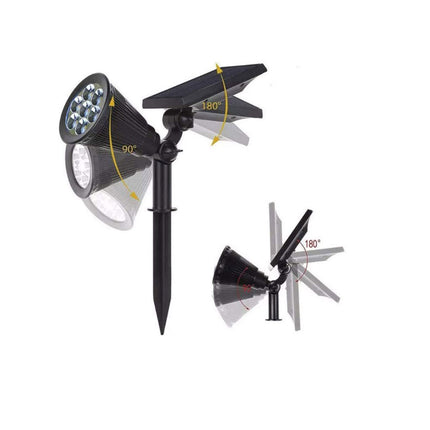 Faretto 7 led picchetto ricaricabile con pannello solare 3 watt faro crepuscolare luce fredda 6500k calda 3000k ip65 - enzoled