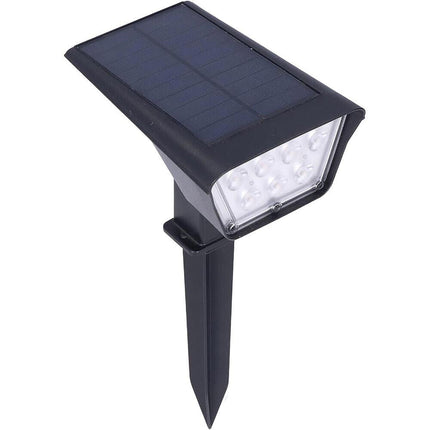 Faretto 7 led picchetto ricaricabile con pannello solare crepuscolare lampada da muro 3,5 watt impermeabile IP65 - enzoled