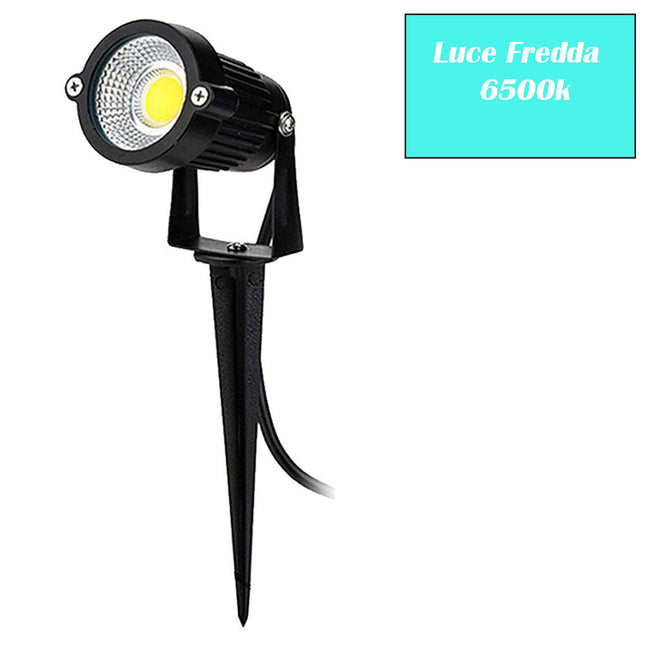 Faretto led cob 5 watt con picchetto e staffa per esterno proiettore da giardino luci da esterno luce fredda 6500k calda 3000k naturale 4000k e verde - enzoled