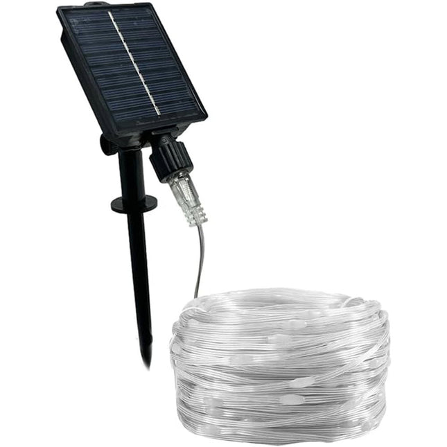 Filo led 10 metri 100 micro led stringa a pannello solare con picchetto catena di luce per decorazioni natalizie giardino luce fredda calda e rgb - enzoled