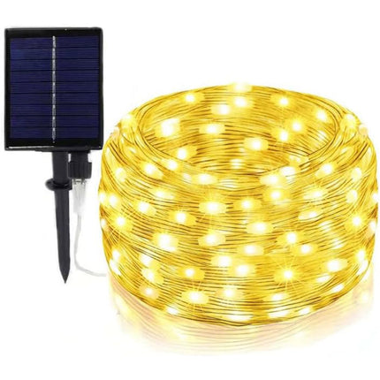 Filo led 30 metri 300 micro led stringa a pannello solare con picchetto catena di luce per decorazioni natalizie giardino vari colorazioni di luce - enzoled