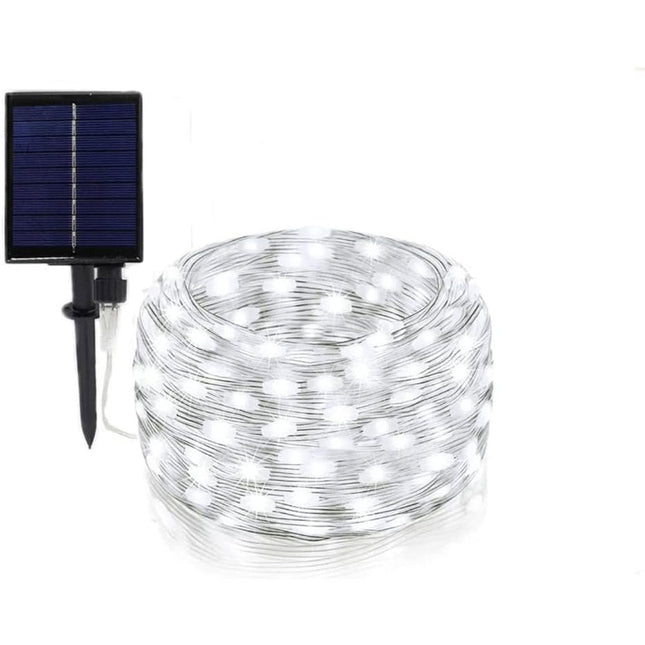 Filo led 30 metri 300 micro led stringa a pannello solare con picchetto catena di luce per decorazioni natalizie giardino vari colorazioni di luce - enzoled