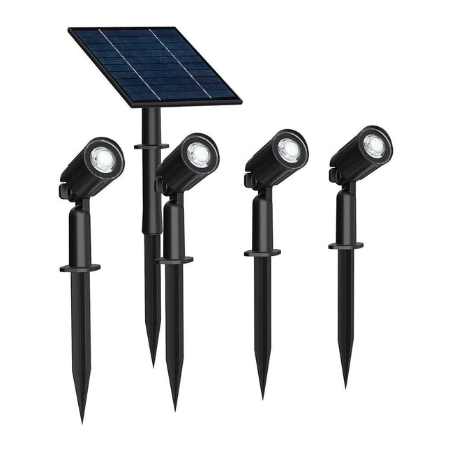 Set 4 faretti led a picchetto 40 watt con pannello solare per esterno da giardino lampada da percorso a luce fredda o calda IP65 - enzoled